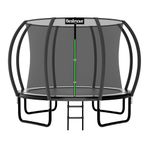 Bestmate 10FT Outdoor Trampoline for Kids Adults, ASTM Approved Backyard Large Trampolines with Safety Net and Ladder(Black)