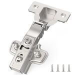 Furniware 10 Pack 3D Full Overlay Soft Close Concealed Cabinet Hinge, Hidden Frameless Door, Stop at 45°-105°, Self Closing, Stain Nickel, Clip On, Euro Stainless Steel Hinges for Kitchen Cupboard