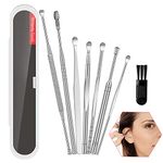 Ear Wax Removal Kit, 8 Pcs Ear Pick Ear Tools Set Curette Cleaner for Humans Reusable Ear Cleaner Earwax Remover Tool with Storage Box, Earpick Spiral Ear Wax Remover for Adults Men Women - Sliver