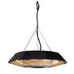 Lowry LHPTH2 2KW 10 cm High Outdoor Black Hanging Electric Garden Patio Heater with LED Lighting, Remote Control, Suitable for Gazebos and Parasols