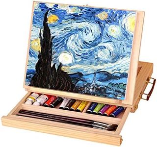 Caballete plegable, Caballete de artista plegable ajustable Dibujo Pintura Caballete de mesa portátil Caja con cajón