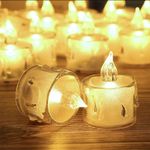 SupBri 24Pack Flameless Tea Lights Candles Battery Operated, Crystal Led Tealight Candles,Votive Candles Electric Fake Candles for Wedding Valentines Halloween Christmas