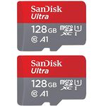 SanDisk Ultra 128GB microSDXC UHS-I card with Adapter(SDSQUAR-128G-GN6MA), 2 Pack(128GB)