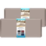 HappyTrends 2 PCS Kitchen Mat Cushioned Anti-Fatigue Floor Mat, Heavy Duty Ergonomic Comfort Foam Standing Mat, Waterproof Non-Slip Kitchen Rugs for Home, Office(17.3"x39"+17.3"x39",Khaki)