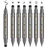 [6PCS] Erinde Liquid Eyeliner Stamp Pencil, Dual Ended Eyeliner Makeup Pen, Waterproof Black Liquid Eye liner Pen Long Lasting & Smudgeproof Eyeliner Tattoo Tool for Women, Easy to Use