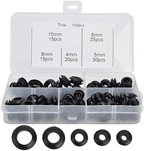 105 Pcs Rubber Grommets Assortment Kit, 5 Sizes Rubber Wire Hole Grommet Gaskets, O Ring Washer Grommets for Wiring, Automotive, Firewall - 0.16'', 0.2'', 0.24'', 0.31'', 0.39''