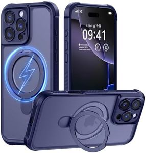 MOCCA Design for iPhone 16 Pro Max Case with Magnetic Invisible Stand [Full Camera Protection] [Compatible with Magsafe] Military Drop Shockproof Translucent Matte Phone Case Cover 6.9",Deep Blue