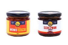 Bun Maska Tibetan Sauce Combo of Momo Chutney and Schezwan Sauce | Made with Fresh Tomatoes & Red Chillies | Spicy | Dipping Sauce | (Pack of 2, 300g each)