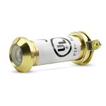 Bwintech 1 Pcs UL Listed Fire Proof Door viewer,Solid Brass 180 Degree,12mm Diameter 35-60mm Length, Polished Brass Finishing,with viewer Cover
