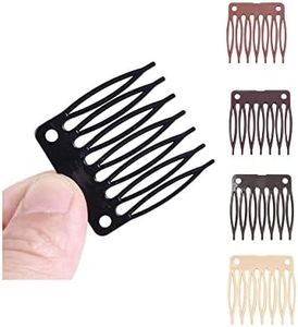 50 PCS Hair Clip Combs for Wigs - 7-Teeth Plastic Combs with Caps, Ideal for Wig Making Accessories (Black)