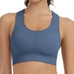 Lemef Racerback Sports Bras for Women Full Support Workout Bra Seamless Unpadded Yoga Gym Fitness Bra Blue XL