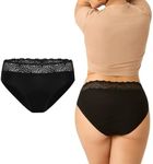 Modibodi Sensual Hi-Waist Bikini - Moderate Heavy Absorbency - Period Protection Underwear for Women - Bikini Brief Underwear - Discreet Menstrual Period Panties Black - 18/2XL