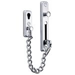 Door Chain Stainless Steel Security Chain Lock, Door Chains, Sliding Bolt Bolt Guard Safety Lock, Security Private Door Lock with 4 Screws for Front Door, Security for Home, Hotel (Silver)