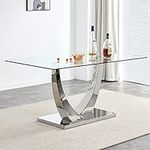 NYEESS Glass Dining Table,63 Inch D