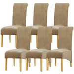 Leorate Velvet Dining Chair Covers: Thick High Back Velvet Chair Slipcovers Stretch Fabrics Cover For Large Chair Washable Removable Chair Cover For Home Decor (Pack of 6, Camel)