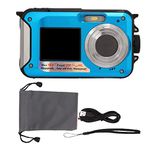 Waterproof Digital Camera Full HD 2.7K 48MP 10ft Waterproof Underwater Camera 16X Digital Zoom Front Rear 2.7 Inch & 1.8 Inch Double Screens 650mAh 9.1oz (Blue)