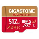 Gigastone 512GB Micro SD Card, A2 V30 Run App for Smartphone, Gopro, Action Cam, Sports Cam, Nintendo Switch Compatible UHD 4K Video, 4K Gaming 100MB/s, Micro SDXC UHS-I U3 C10 Class 10 Memory Card