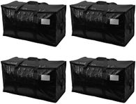 ZOBER Extra Large Moving Bags, Heavy-Duty Water-Resistant Storage Bags with Dual Zippers & Carrying Handles, 4 Pack, 27"L x 14"W x 15"H