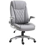 Vinsetto High-Back Office Chair Executive Swivel Computer Desk Chair, with PU Leather, Flip-up Armrest, Grey