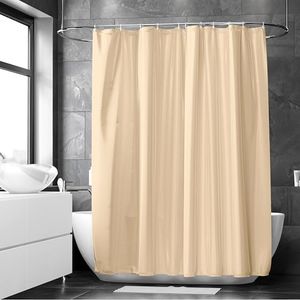 Encasa XO Solid Blackout Waterproof Shower Curtain 7 ft, 140x213 cm. Heavy Duty Mildew Resistant Polyester Fabric Bathroom Curtain, Quick Dry, Machine Washable, Includes 10 Hooks | Beige