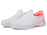 Skechers Women's GO Walk 7 MIA, White Textile/Neon Pink Trim, 5.5 UK