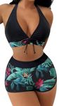 FEOYA High Waisted Swimsuits for Women Bikini Sets 2 Piece Swimsuits Tummy Control Swimwear Postpartum Vacation Tag XL=US L