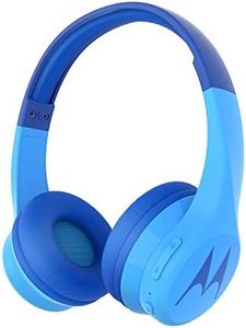 Motorola Squads 300 Wireless Kids Headphones with 15 Hours Play Time, Audio Splitter for Sharing and Anti-Allergic Cushion – Blue