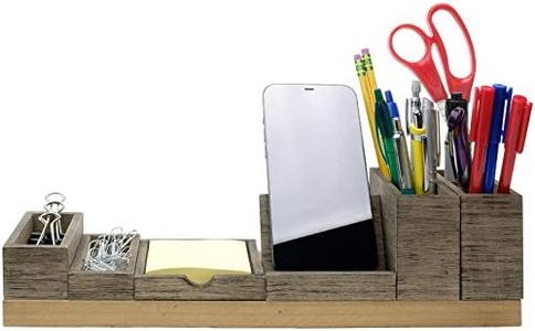 Excello Global Products Magnetic Desk Organizer | 6 Removable Compartments for Pens, Pencils, Post-Its, Paperclips, Cell Phone and Office Supplies (Brown)