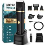 Manscape Body Trimmer Men 3 in 1, Pubic & Ball Trimmer Man IPX7 Waterproof, Rechargeable Body Shavers for Men with 2 Combs, Painless Nose Hairs Trimmer for Man,Wet & Dry