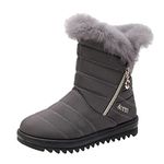 ARtray Winter Snow Boots For Women, Waterproof Walking Boots, Warm Plush Lined Non-Slip Ladies Mid Calf Boots, Fashion Cozy Ankle Boots With Side Zipper, Shoes For Dog Walking Skiing Hiking