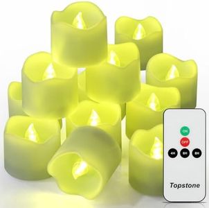 Topstone Remote Control Tealights with Timer,Cr2450 Battery Powered Flameless Candles, Electric Votive Candles,Decoration for Party,Wedding,Seasonal Festivals,Green Light,12 pcs