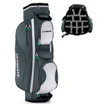 Tangkula Golf Cart Bag with 14 Dividers, Lightweight Golf Cart Bag with Shoulder Strap, 7 Zippered Pocket Including Cooler Bag and Valuable Pocket, Portable Golf Club Bag with Rain Hood/Dust Cover