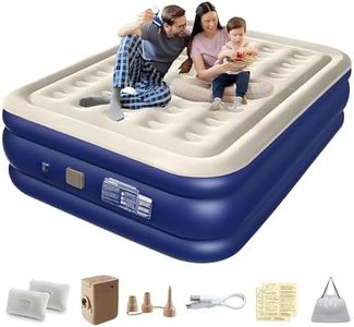 Queen Size Air Mattress, Comfortable Blow Up Bed 200x150x40cm, Durable Waterproof Air Bed, Portable Guest Bed for Home, Camping, Travel, Fast Inflation Air Mattress (Blue)