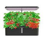 MUFGA Hydroponics Growing System Herb Garden - 18 Pods Indoor Gardening System with LED Grow Light, Plants Germination Kit(No Seeds) with Pump System, Adjustable Height Up to 17.7" for Home, Black