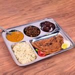 URBAN KRAFT 5In1 Stainless Steel Plates with Compartments/Bhojan Thali/Partition Plates Set of 3/Steel Plates for Lunch/Dinner/Kids Plate/Thali Set - Extra Deep Mess Tray (Pack of 3, Round Bowl)