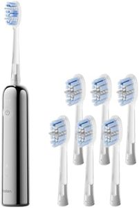 Laifen Wave Pro Toothbrush Bundle with Replacement Heads, Smart Sensor & 70-Day Battery, 8 Brush Heads, Stainless Steel