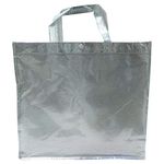 SHOPATHON INDIA Silver Shiny 15 L Reusable Eco-Friendly Shopping Hand Bag (14x15x5 Inches) - Set of 6 Bags