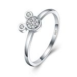 LGSY 925 Sterling Silver CZ Mini Mouse Rings for Women, Metal, Cubic Zirconia