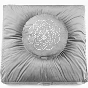 Hihealer Meditation Cushion Set – Large Rose Velvet Zafu & Zabuton Floor Pillow Traditional Tibetan Yoga Bolster for Adults Buckwheat Filled for Comfort Support