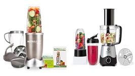 NutriBullet NBLP9 900W Blender Champagne Multi-Function Cold Beverage Smoothie Maker- 2 Cup Sizes and Stay Fresh Lid & Magic Kitchen Express, Food Processor & Chopper 250w, Black