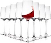 Gusto Nostro Crystal Wine Glasses Set of 8, 13.5 Oz Long Stem Modern Wine Glasses for White and Red Wine, Dishwasher Safe, Fancy, Elegant, Large and Tall Wine Glass for Wedding Christmas Anniversary