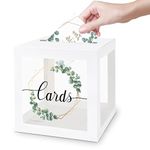 LIKAJON 1 Pack Wedding White Card Box, Transparent Gift Card Box for Wedding Decorations for Reception, Money Box for Bridal Shower Decorations Party Reception Anniversary Baby Shower