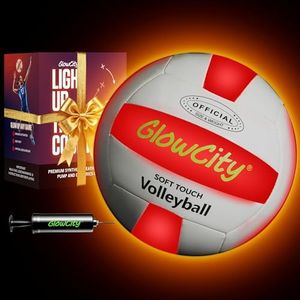 GlowCity LED Volleyball - Size 5 Light Up Glow in The Dark Volleyball with Pump and Batteries, Water-Resistant for Beach and Pool Play, Great Gift in a Colorful Box (Soft Touch Synthetic Leather)