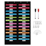 ANSTROUT Black 24 Pocket File Storage Pocket Chart with 24 Nametag Pockets,Hanging Wall File Organizer for Classroom and Office, Organize Your Assignments, Files, Scrapbooks, Paper