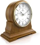 Mantel Clock for Living Room - Decorative Wood Mantle Clock Battery Operated - Silent Wooden Mantle Clock for Living Room Decor Above Fireplace Mantel, Office, Table, Shelf & Home Décor Gift 9x8.5