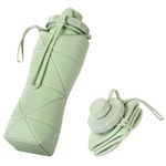 FLXLCKWLQ Collapsible Water Bottle BPA Free Portable Silicone Water Bottles 20.3oz Travel Leak Proof Water Bottle for Camping Hiking Cycling Outdoor Sports (Green)