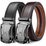 BOSTANTEN Mens Belts Leather Ratchet Dress Belt With Automatic Buckle Adjustable Trim To Fit 2 Packs