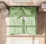3 PC Luxurious Hotel Quality Bedsheets Set- Wrinkle Free & Fade Resistant- Cotton Flat Bedsheet 600 Thread Count & 100% Cotton- Sage Solid, King Size