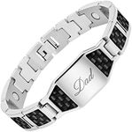 Willis Judd DAD Titanium Magnetic Bracelet with Carbon Fiber Engraved Love You Dad Adjustable Gift Box Included