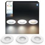 Philips Hue White Ambiance Adore recessed spotlights 3-Pack, dimmable Bathroom Lights for Hue Lighting System with Warm- to coolwhite Light, Intelligent Light Control via Voice and app, White
